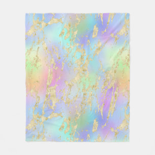 Moderne regenbooggradiënt en gouden marmeren patro fleece deken