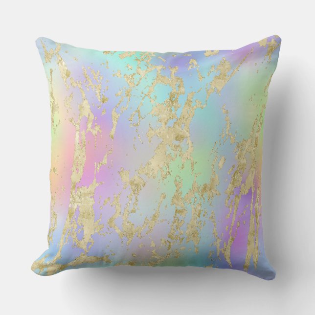 Moderne regenbooggradiënt en gouden marmeren patro kussen (Voorkant)