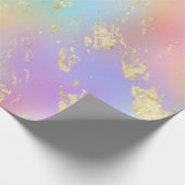 Moderne regenbooggradiënt en gouden marmerpatroon cadeaupapier (Hoek)