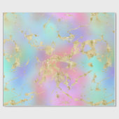 Moderne regenbooggradiënt en gouden marmerpatroon cadeaupapier (Vlak)