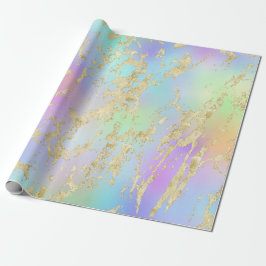Moderne regenbooggradiënt en gouden marmerpatroon cadeaupapier
