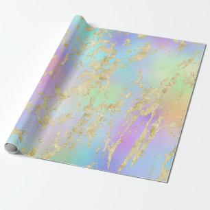 Moderne regenbooggradiënt en gouden marmerpatroon cadeaupapier