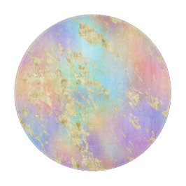 Moderne regenbooggradiënt en gouden marmerpatroon snijplank