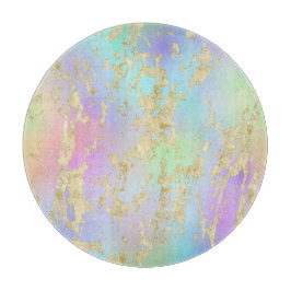 Moderne regenbooggradiënt en gouden marmerpatroon snijplank
