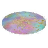 Moderne regenbooggradiënt en gouden marmerpatroon snijplank (Hoek)