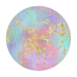 Moderne regenbooggradiënt en gouden marmerpatroon snijplank
