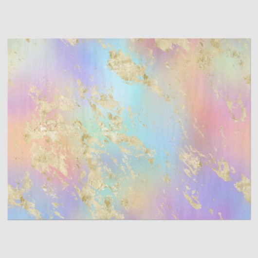 Moderne regenbooggradiënt en gouden marmerpatroon tissuepapier (Voorkant)