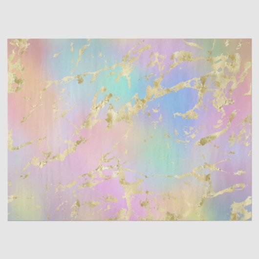 Moderne regenbooggradiënt en gouden marmerpatroon tissuepapier (Voorkant)