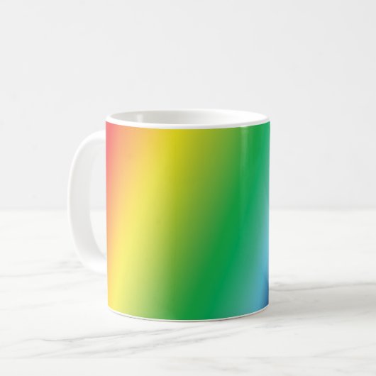 Moderne regenbooggradiëntkleuren maken patroon leu koffiemok (Voorkant links)