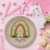 Moderne regenboogkerst Holly 20xx jaar Tekst 9" Papieren Bordje (Feest)