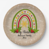 Moderne regenboogkerst Holly 20xx jaar Tekst 9" Papieren Bordje (Voorkant)