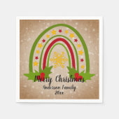 Moderne regenboogkerst Holly 20xx jaar tekst Servet (Voorkant)