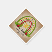 Moderne regenboogkerst Holly 20xx jaar tekst Servet (Hoek)