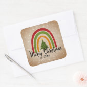 Moderne regenboogkerstboom 20xx voegt jaar toe vierkante sticker (Envelop)