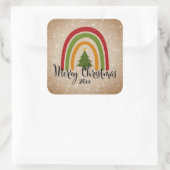 Moderne regenboogkerstboom 20xx voegt jaar toe vierkante sticker (Tas)