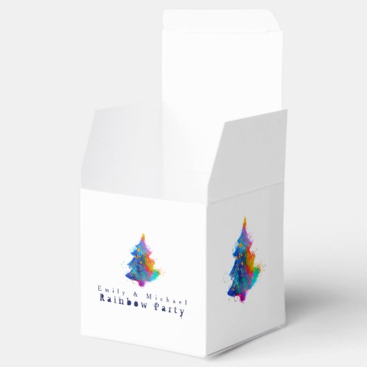 Moderne regenboogkerstboom op maat kleine bedankdoosjes (Geopend)