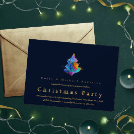 Moderne regenboogkerstboom Trendy Navy Blue Kaart