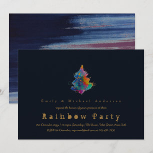 Moderne regenboogkerstboom Trendy Navy Blue Kaart