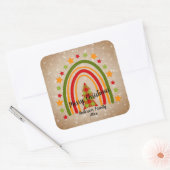 Moderne regenboogkerstpannen Boom 20xx tekst Vierkante Sticker (Envelop)
