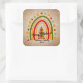 Moderne regenboogkerstpannen Boom 20xx tekst Vierkante Sticker (Tas)