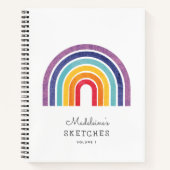 Moderne regenboogkinderen aangepaste naam-schetsen notitieboek (Voorkant)