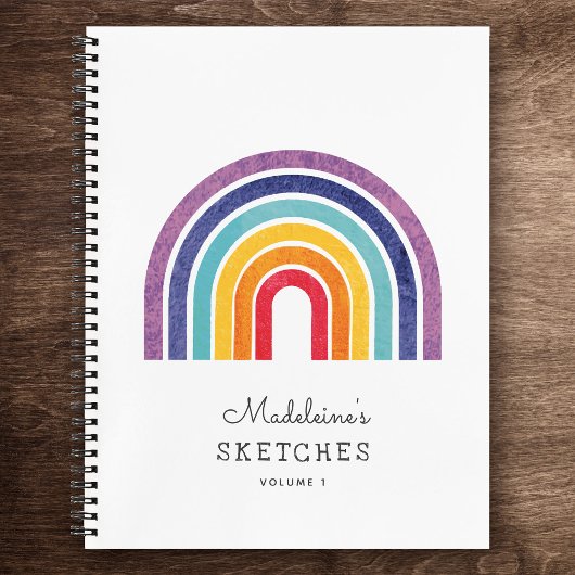 Moderne regenboogkinderen aangepaste naam-schetsen notitieboek
