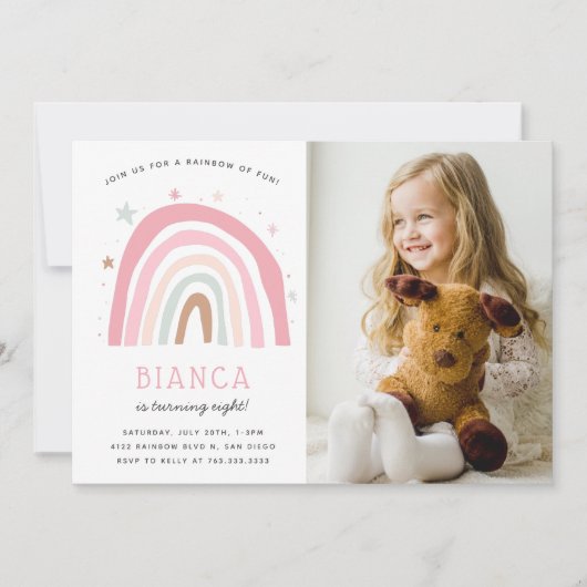 Moderne regenboogkinderen Birthday Foto Kaart (Voorkant)