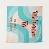 Moderne regenboogkleur typografie BabyShower Welko Wandkleed (Voorkant (horizontaal))