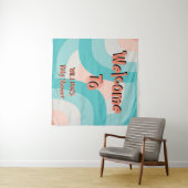 Moderne regenboogkleur typografie BabyShower Welko Wandkleed (In Situ (horizontaal))