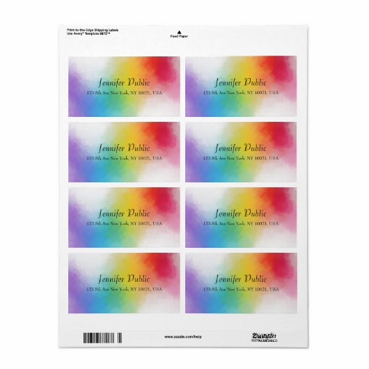 Moderne regenboogkleuren - Abstracte aangepaste Sj Etiket (Full Sheet)