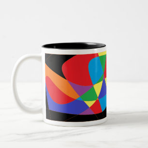 Moderne regenboogkleurige kunst tweekleurige koffiemok