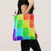 Moderne regenboogkleurklokken tote bag (Dichtbij)