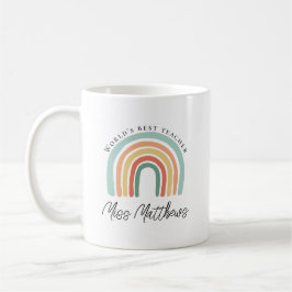 Moderne regenboogleraar bedankt cadeaukoffie koffiemok