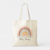 Moderne regenboogleraar tote bag (Achterkant)