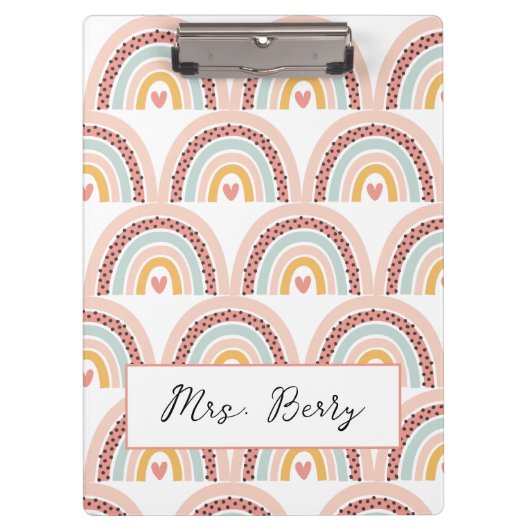 Moderne regenboogleraar voegt Jouw naam toe Klembord (Voorkant)