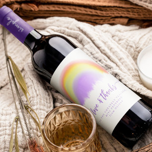 Moderne regenboogleraar voor waterverf bedankt je  wijn etiket