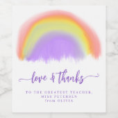 Moderne regenboogleraar voor waterverf bedankt je  wijn etiket (Enkel label)
