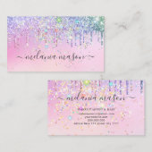 Moderne regenboogliter druppelroze visitekaartje (Voorkant / Achterkant)