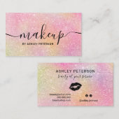 Moderne regenbooglitter chic girale make-up visitekaartje (Voorkant / Achterkant)