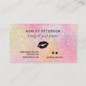 Moderne regenbooglitter chic girale make-up visitekaartje (Achterkant)