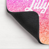 Moderne regenbooglitter gepersonaliseerd monogram muismat (Hoek)