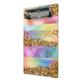 Moderne regenbooglitter goudlijst kinder kleurrijk mini klembord (Angled2)