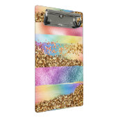 Moderne regenbooglitter goudlijst kinder kleurrijk mini klembord (Schuin)