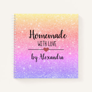 Moderne regenbooglitter Homemade met liefde notebo Notitieboek