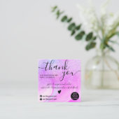 Moderne regenbooglitter marmer paars bedankt vierkante visitekaartje (Staand voorkant)