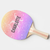 Moderne regenbooglitter monogram tafeltennisbatje (Zijkant)