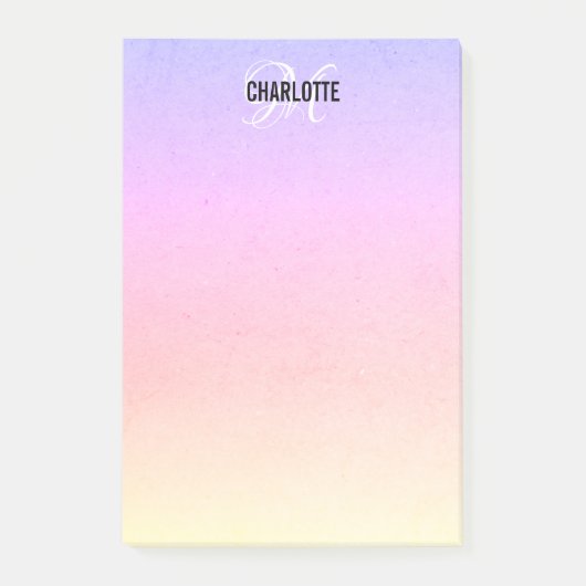 Moderne regenboogmonogram post-it® notes (Voorkant)