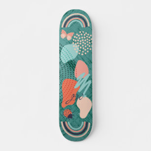 Moderne regenboogmonogram voor meisjes persoonlijk skateboard