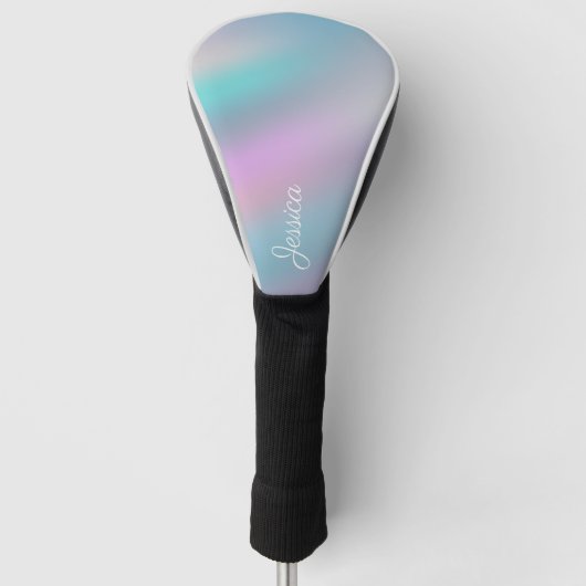 Moderne regenboogpasta met holografische stijl pas golfheadcover (Voorkant)