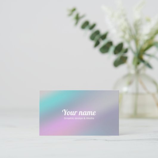 Moderne regenboogpasta met holografische stijl visitekaartje (Staand voorkant)